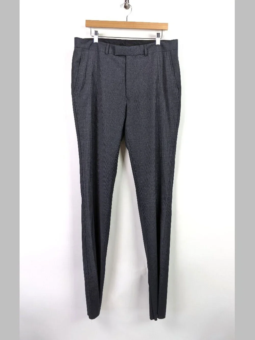 Kenneth Cole Mens Gray Wool Blend Flat Front Dress Pants Trousers Size W35